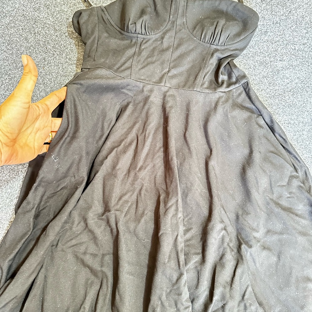 Bebe Gray Sundress with Spaghetti Strap and Cap Sleeve
